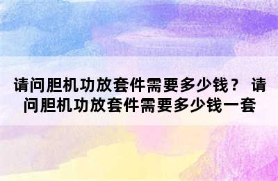 请问胆机功放套件需要多少钱？ 请问胆机功放套件需要多少钱一套